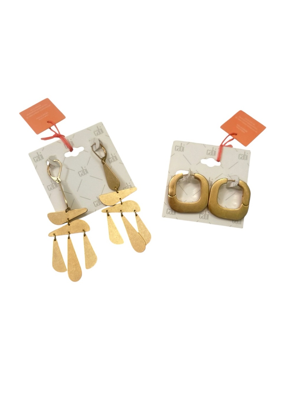 NWT Cabi pair of brushed goldtone Drop Earrings & Gold Hoop Set